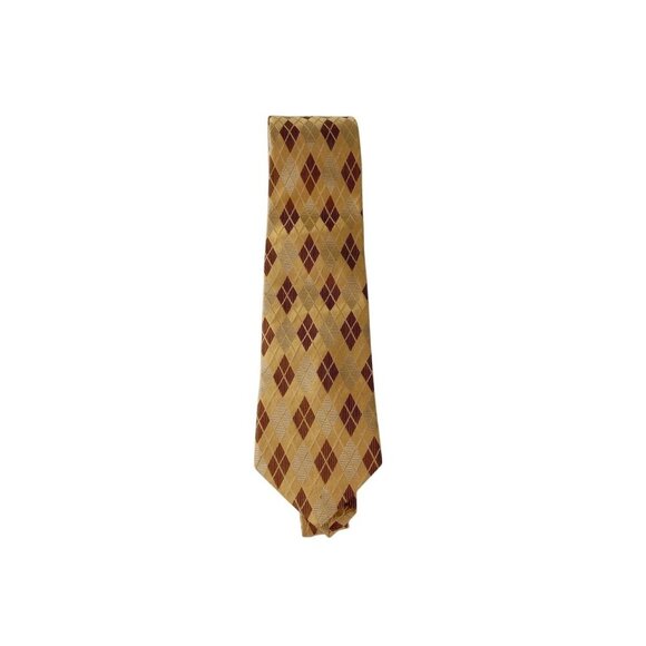 JOS A BANK 100% Silk Tie Men's Gold  Brown Made In Italy Necktie - Picture 2 of 8
